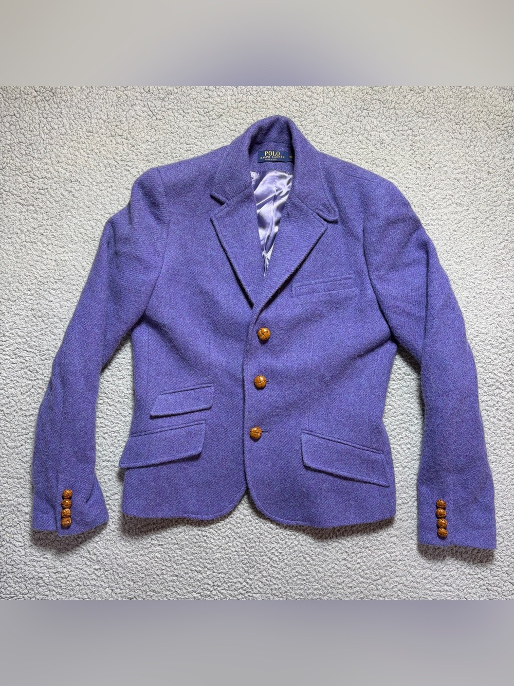 Polo Ralph Lauren Vibrant Purple Italian Textured Wool/Alpaca Blazer Women 10